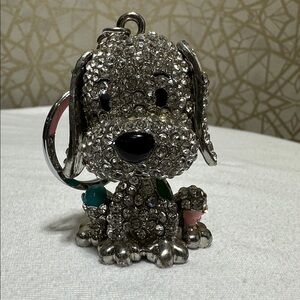 Sparkling Silver Dog Keychain
